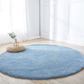 Blue Solid Colour Round Rugs Pattern Carpets For Living Room Bedroom Hall