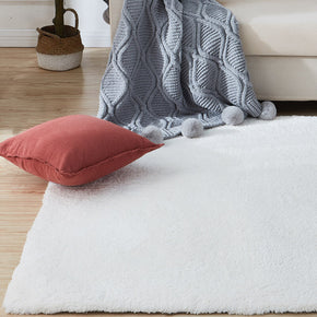 Soft and Comfortable White Solid Colour Rugs Carpets For Living Room Bedroom Hall