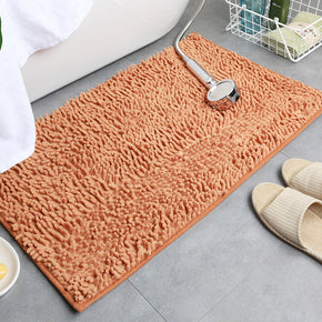 Orange Chenille Luxury Super Thick Soft Shaggy Bath Mats Doormat for Bathroom