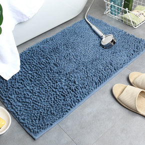 Blue Chenille Luxury Super Thick Soft Shaggy Bath Mats Doormat for Bathroom