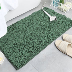 Dark Green Chenille Luxury Super Thick Soft Shaggy Bath Mats Doormat for Bathroom