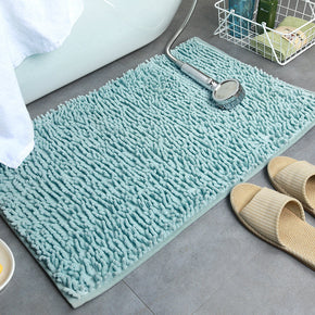 Light Blue Chenille Luxury Super Thick Soft Shaggy Bath Mats Doormat for Bathroom