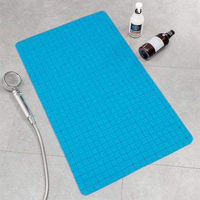 Simplicity Blue Tub Mat Antibacterial Bathroom Shower Mats With Suction Cups and Drain Holes