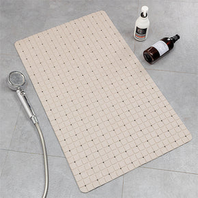 Simplicity Beige Tub Mat Antibacterial Bathroom Shower Mats With Suction Cups and Drain Holes