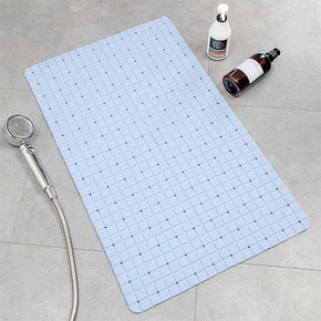 Light Blue Simplicity Tub Mat Antibacterial Bathroom Shower Mats With Suction Cups and Drain Holes