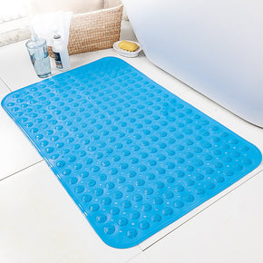 Blue Simplicity Bathroom Shower Mats Tub Mat Antibacterial With Suction Cups and Drain Holes