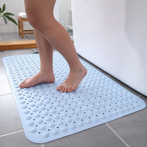 Blue Simplicity Antibacterial Bathroom Shower Mats Tub Mat With Suction Cups and Drain Holes