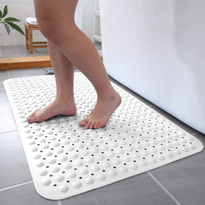 White Simplicity Antibacterial Bathroom Shower Mats Tub Mat With Suction Cups and Drain Holes