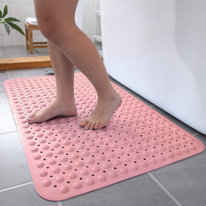 Pink Simplicity Antibacterial Bathroom Shower Mats Tub Mat With Suction Cups and Drain Holes