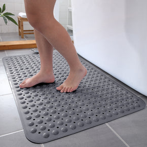 Grey Simplicity Antibacterial Bathroom Shower Mats Tub Mat With Suction Cups and Drain Holes
