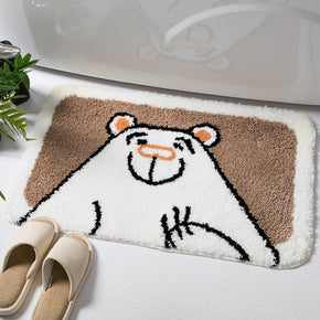 Cartoon Cute Bear Patterned Entryway Doormat Rugs Kitchen Bathroom Anti-skip Mats