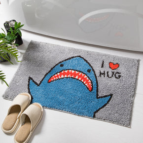 Cartoon Cute Shark Patterned Entryway Doormat Rugs Kitchen Bathroom Anti-skip Mats