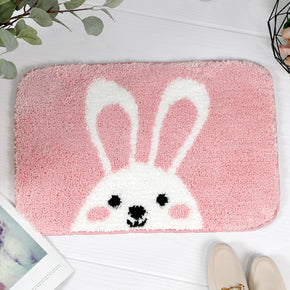 Cartoon Pink Cute Rabbit Bunny Patterned Entryway Doormat Rugs Kitchen Bathroom Anti-skip Mats