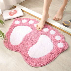 Pink Feet Shape Girl's Bedroom Kids Room Bedside Floor Mat Bathroom Entryway Anti-slip Doormat Rugs