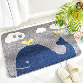 Blue Whale Patterned Entryway Doormat Rugs Kitchen Bathroom Anti-slip Mats