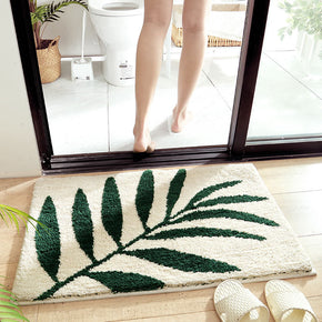 Green Leaf Patterned Entryway Doormat Rugs Kitchen Bathroom Anti-slip Mats
