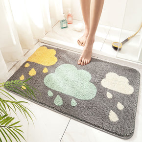 Clouds Patterned Grey Entryway Doormat Rugs Kitchen Bathroom Anti-slip Mats
