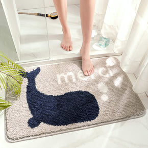Blue Whale Patterned Beige Entryway Doormat Rugs Kitchen Bathroom Anti-slip Mats