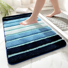 Blue Simple Striped Patterned Entryway Doormat Rugs Kitchen Bathroom Anti-slip Mats