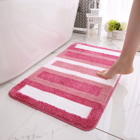Simple Pink White Striped Patterned Entryway Doormat Rugs Kitchen Bathroom Anti-slip Mats