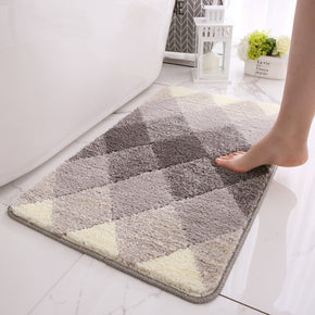 Grey Gradient Diamond Patterned Entryway Doormat Rugs Kitchen Bathroom Anti-slip Mats
