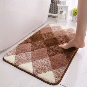 Brown Gradient Diamond Patterned Entryway Doormat Rugs Kitchen Bathroom Anti-slip Mats