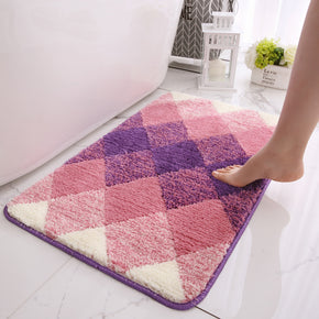 Purple Gradient Diamond Patterned Entryway Doormat Rugs Kitchen Bathroom Anti-slip Mats