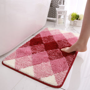 Red Gradient Diamond Patterned Entryway Doormat Rugs Kitchen Bathroom Anti-slip Mats