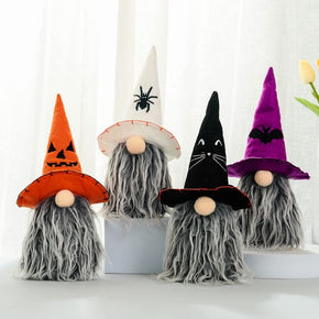 Halloween Peaked Hat and Long Bearded Gnome Doll Window Table Decoration
