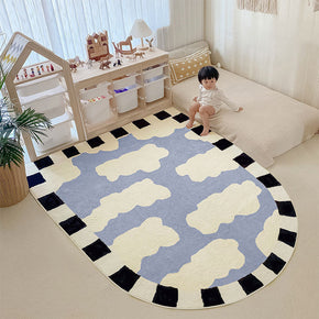 Cartoon Clouds Kids Play Mat Soft Faux Cashmere Rug for Kids Room