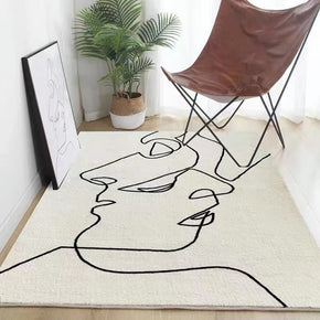 Abstract Line Figure Floor Mat Soft Faux Cashmere Rug