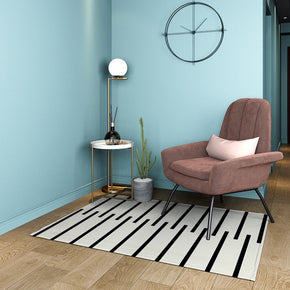 Simple Striped Floor Mat Soft Faux Cashmere Rug