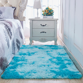 Gradient Light Blue Colour Modern Plain Carpet Bedroom Living Room Sofa Rugs Soft Plush Shaggy Rugs