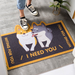 Lovely Dogs Pets Sand Dust Scraping Abrasion Resistance  Durable Non-slip Mats Cartoon Doormat