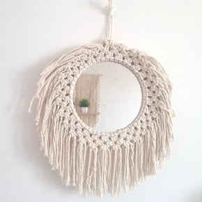 Weaving with Tassels Art Hanging Wall Decoration with Mirror Art Decor