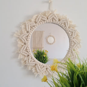 01 Weaving Art Hanging Wall Decoration with Mirror Art Decor