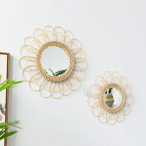 01 Round Wicker Bathroom Mirror Decorative Wall Vanity Mirror