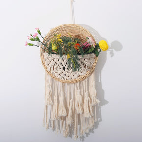 02 Circle Tassel Tapestry Handwoven Wall Decoration Wicker wall basket