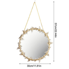 Golden Butterfly Round Hanging Mirror Wall Living room bedroom office