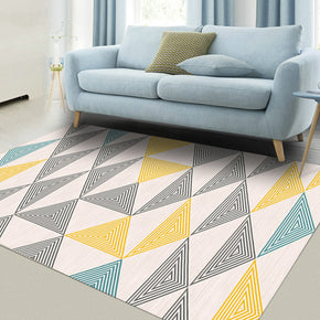 Warm Color Yellow Grey Light Blue Modern Sofa Table Geometric Patterned Area Rugs Customizable