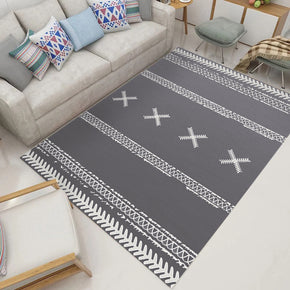 Grey Modern Moroccan Patterned Striped Non-slip Sofa Rug Table Rug Area Rugs Customizable