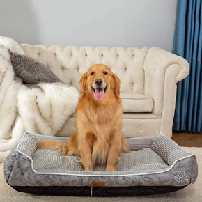 Deluxe Grey Color Square Dog & Cat Soft Pet Bed Detachable and Washable