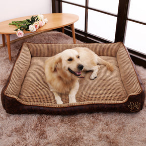 Brown Deluxe Square Dog & Cat Soft Pet Bed Detachable and Washable Easy to Clean