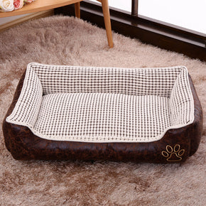 Beige Luxurious Simplicity Square Dog & Cat Soft Pet Bed Detachable and Washable Easy to Clean