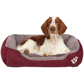 Wine Red Luxurious Super Soft Non-slip Bottom Pet Sofa Pets Bed