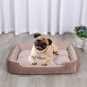 Rectangle Khaki Plush Pet Nest Soft Breathable Cat Bed Dog Bed