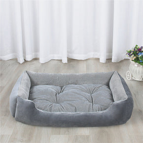 Black Gray Rectangle Plush Pet Nest Soft Breathable Cat Bed Dog Bed