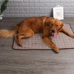 Brown Pet Cooling Mat, Heat Relief Mat Dog Cooling Pad, Soft Ice Silk Material