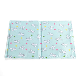 Bunny Pattern Dog & Cat Cool Mat,  Green Self Cooling Beds