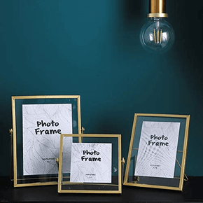 Golden Retro Glass Metal Photo Frame Artwork Picture Frame for Pothos, Plant Specimen Tabletop Display